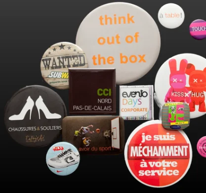 Badges boutons personnalisés pour différentes marques