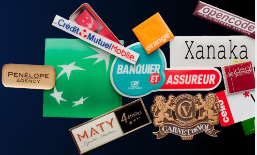 Badges personnalisés PDC pour des marques clientes
