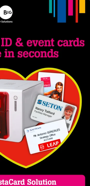 Brochure InstaCard Solution : cartes ID et événementielles imprimées en quelques secondes